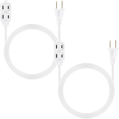 GE 3-Outlet 6ft. Extension Cord with Twist-to-Close Outlets, 2 Pack, White