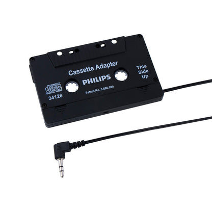 Philips Universal Cassette Adapter with 3.5mm Audio Jack, Black