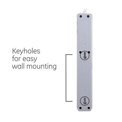 GE 6-Outlet 3ft. Surge Protector with Twist-to-Close Safety Covers, White