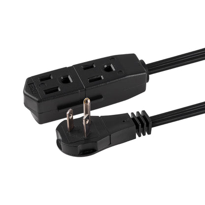 GE 3-Outlet 8ft. Extension Cord with Right-Angle Plug, Black