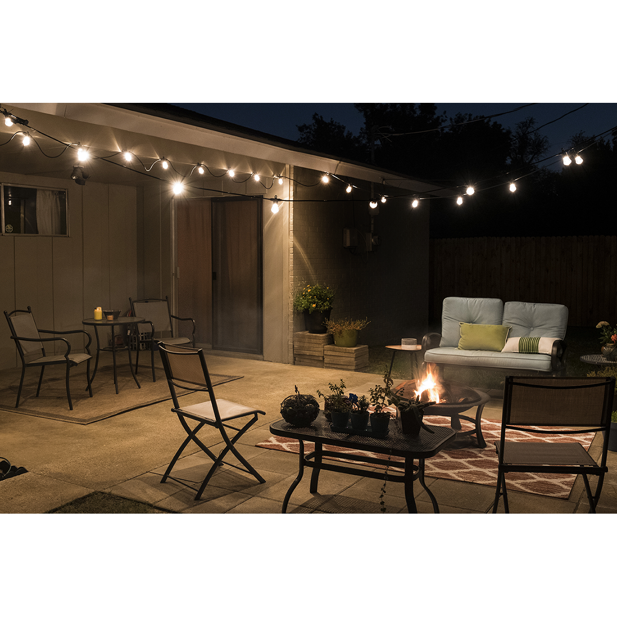 Lights by Night LED Bistro String Lights, 12 Bulbs, 24ft. Black Cord