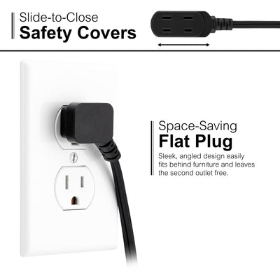 GE 3-Outlet 9ft. Extension Cord with Footswitch, Black
