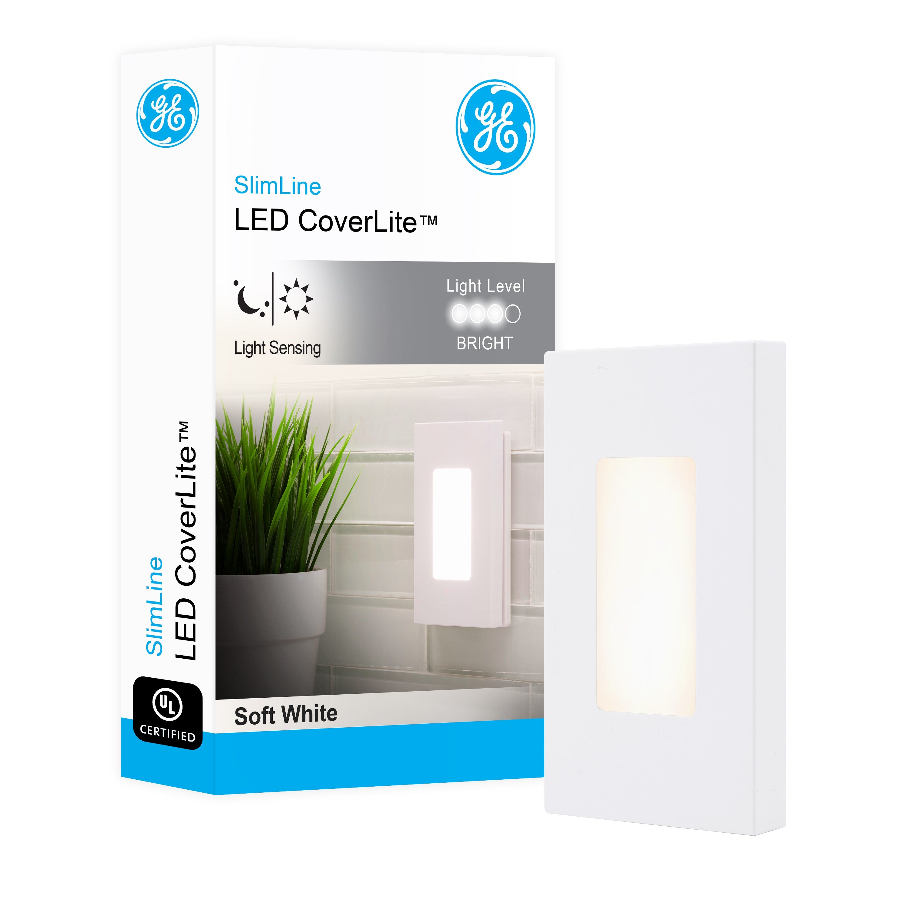 GE Slimline Coverlite Light Sensing LED Night Light, White