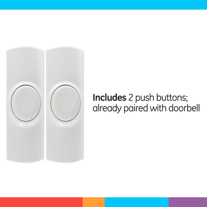 GE Battery Operated 8-Chime 2-Push Button Wireless Door Chime Kit, White
