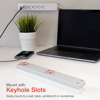 GE 6-Outlet Surge Protector, 2ft., White, 2 Pack