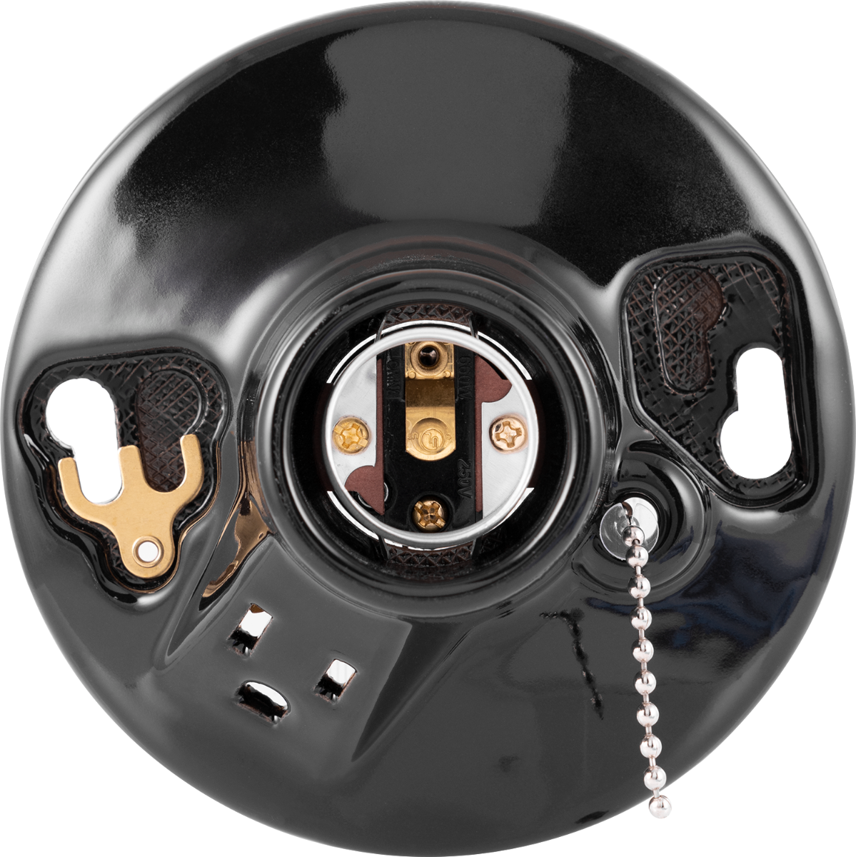 GE 1-Outlet Porcelain Lampholder with Pull Chain, Black