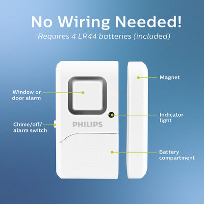 Philips Battery Operated Door Alarm, 2 Pack, White