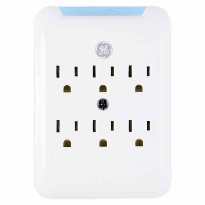 GE 6-Outlet Wall Tap with Surge Protection, White
