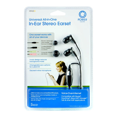 Power Gear Universal All-in-One In-Ear Stereo Earset, Black