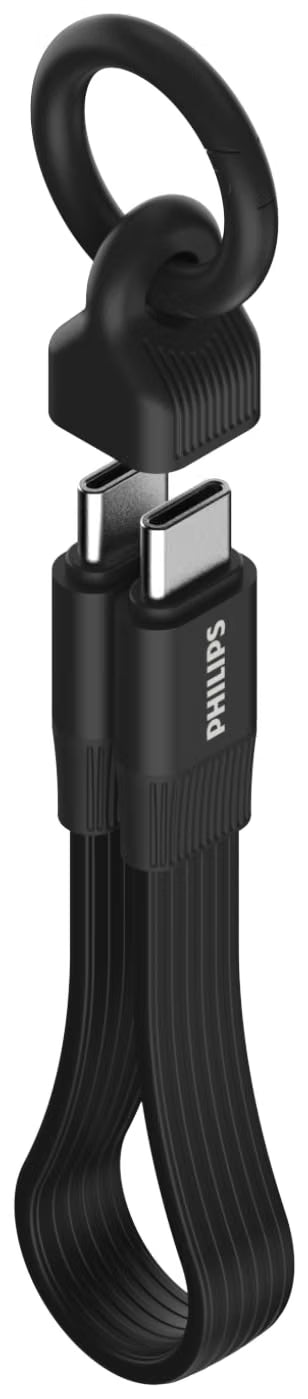 Philips USB-C Keychain Charging Cable, black
