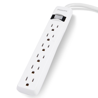 Philips 6-Outlet 2ft. Surge Protector, White