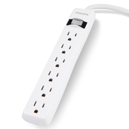 Philips 6-Outlet 2ft. Surge Protector, White