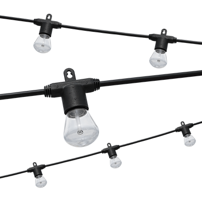 Lights by Night LED Bistro String Lights, 12 Bulbs, 24ft. Black Cord
