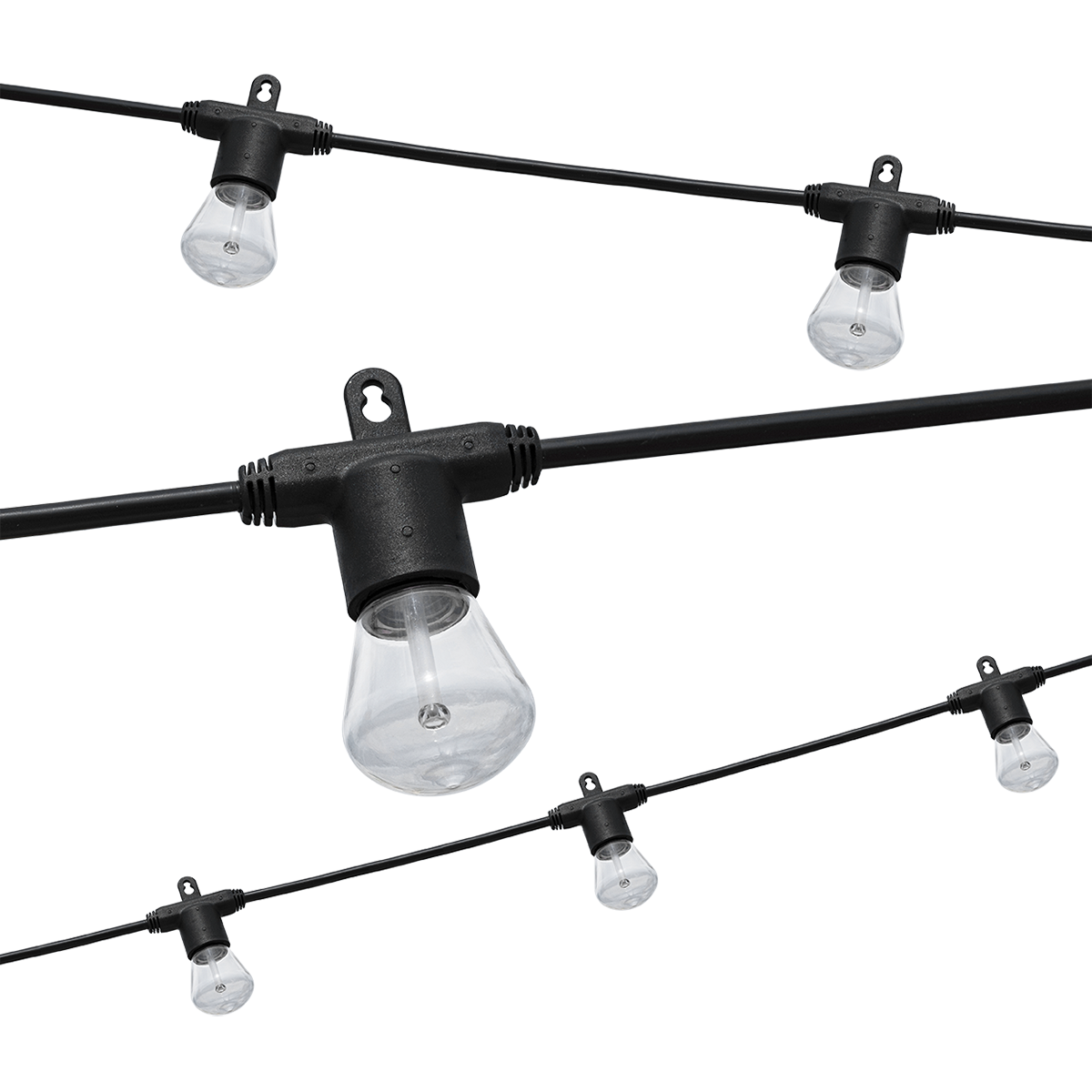 Lights by Night LED Bistro String Lights, 24 Bulbs, 48ft. Black Cord