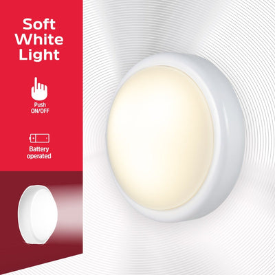 Energizer Battery Operated LED Tap Puck Light, White, 4 Pack