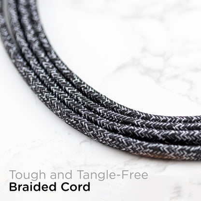 Cordinate 8ft. 3-Outlet Polarized Extension Cord, Black/Gray Heather, Braided Cord