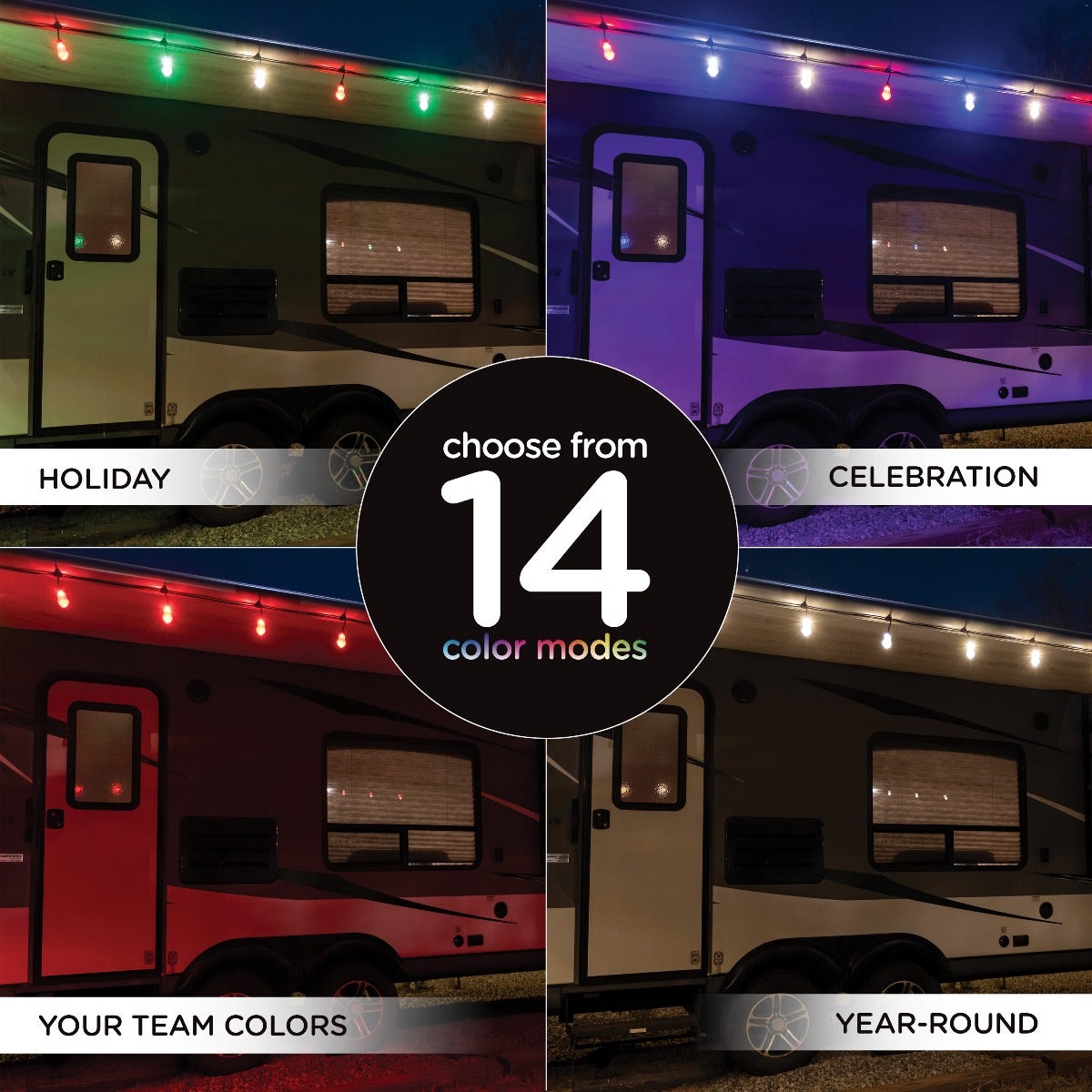 Enbrighten USB Color-Changing LED Cafe Lights, 12 Bulbs, 12ft. Black Cord