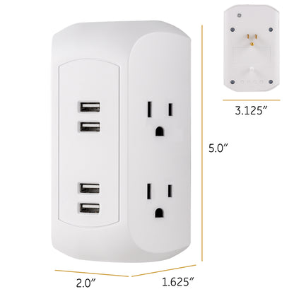 GE 4-Outlet 4-USB Surge Protector Wall Tap
