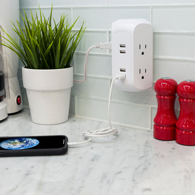 GE 4-Outlet 4-USB Surge Protector Wall Tap