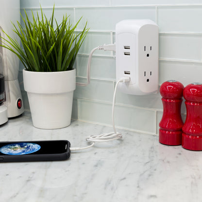 GE 4-Outlet 4-USB Surge Protector Wall Tap