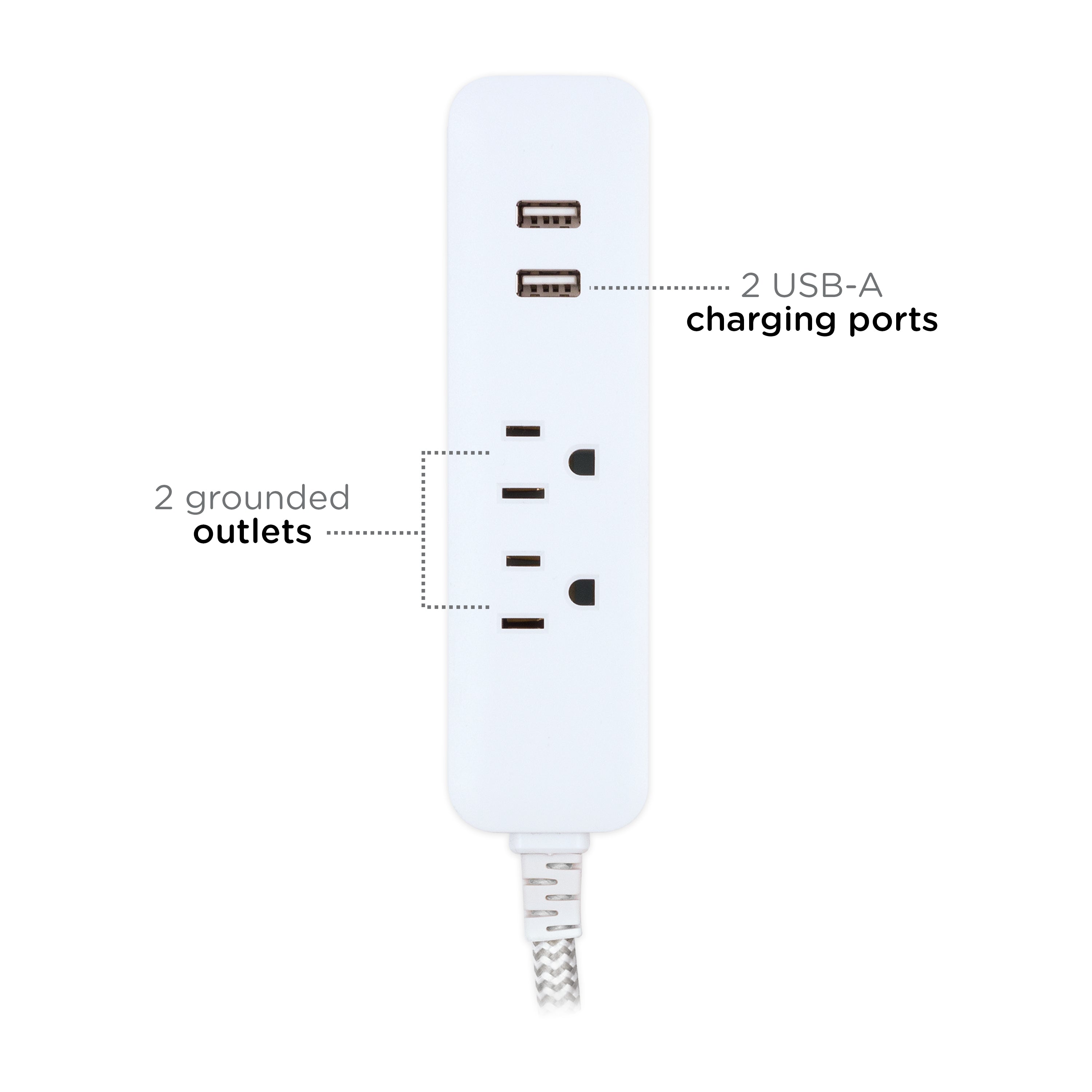 Cordinate 4ft. 2 Outlet, 2 USB Port Extension Cord