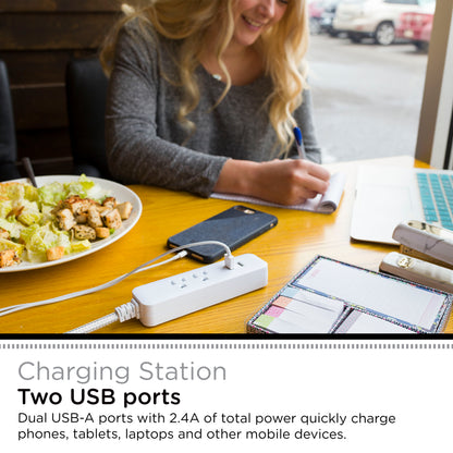 Cordinate 4ft. 2 Outlet, 2 USB Port Extension Cord