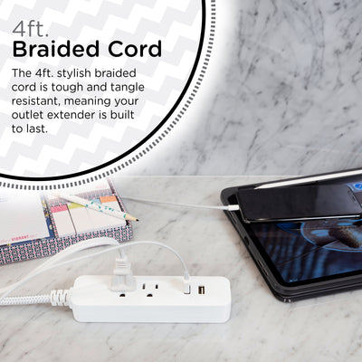 Cordinate 4ft. 2 Outlet, 2 USB Port Extension Cord
