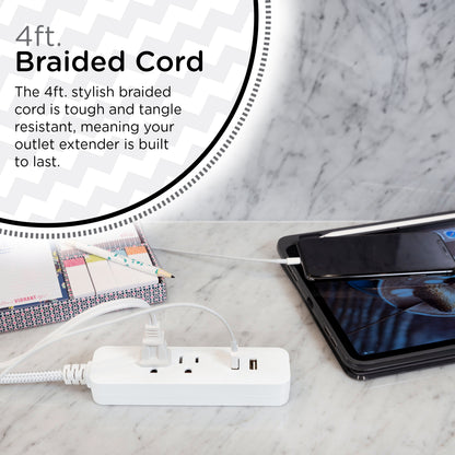 Cordinate 4ft. 2 Outlet, 2 USB Port Extension Cord