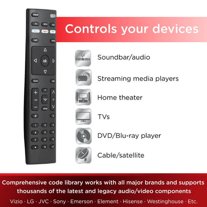 UltraPro 3-Device Universal Vizio Replacement Remote, Black