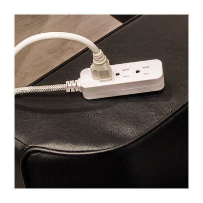 GE Pro 3-Outlet 15ft. Braided Extension Cord, Gray/White