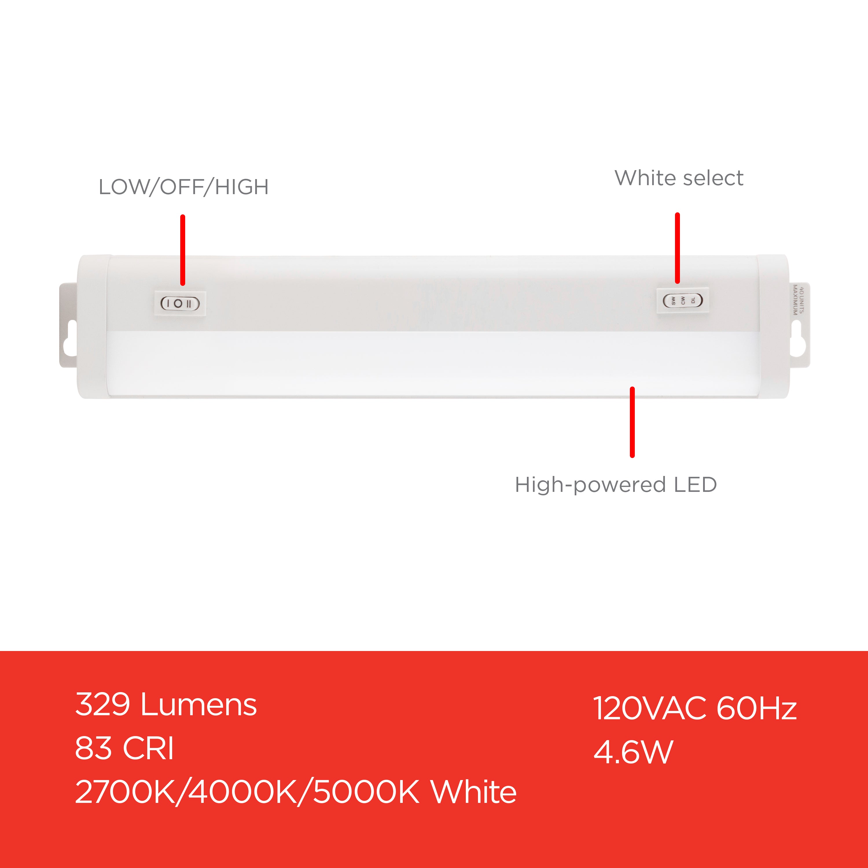 UltraPro 24in. Linkable Plug-In LED Light Fixture with White Select