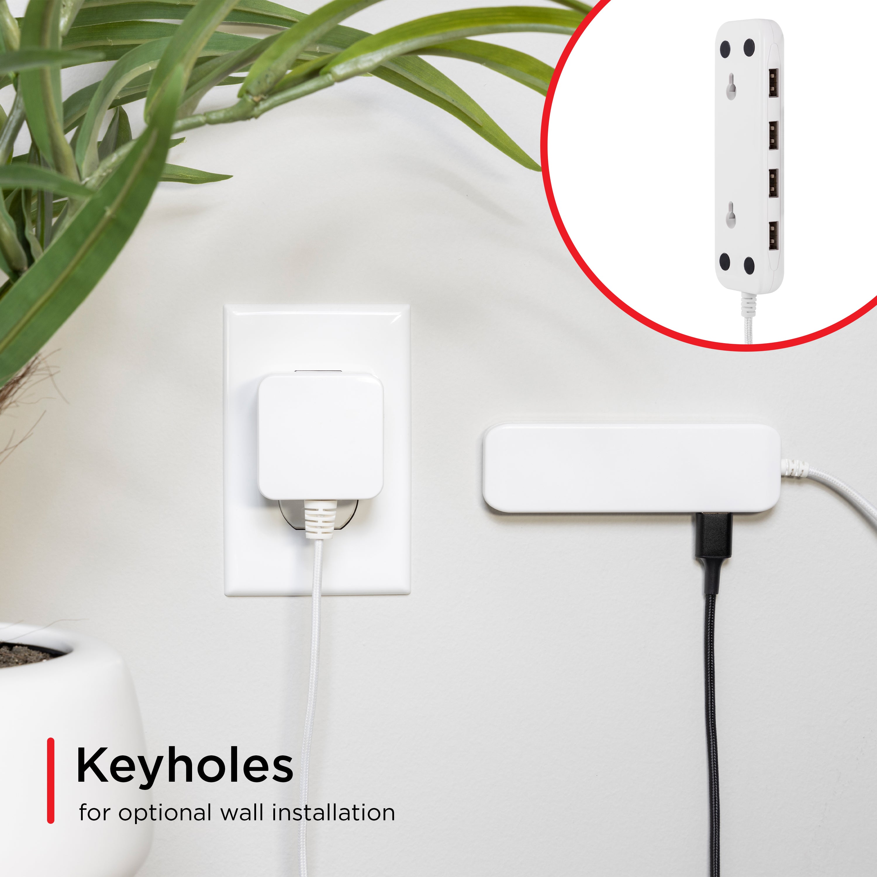 UltraPro USB Power Strip, 4-USB-A, 4.8A, White