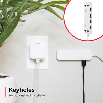 UltraPro USB Power Strip, 4-USB-A, 4.8A, White