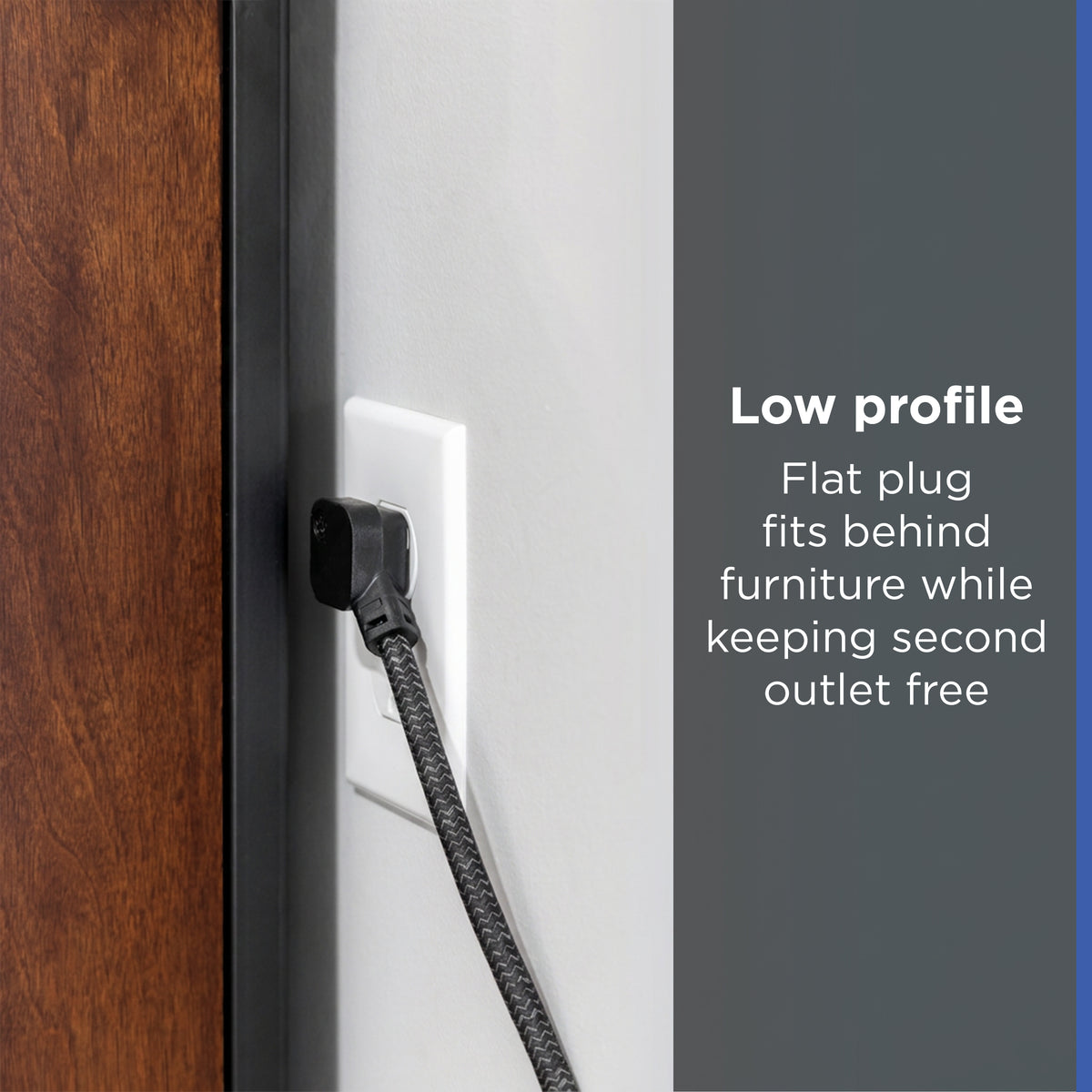 GE Pro Extension Cord with Surge Protection, 15ft., 3-Outlet Surge Black/Gray