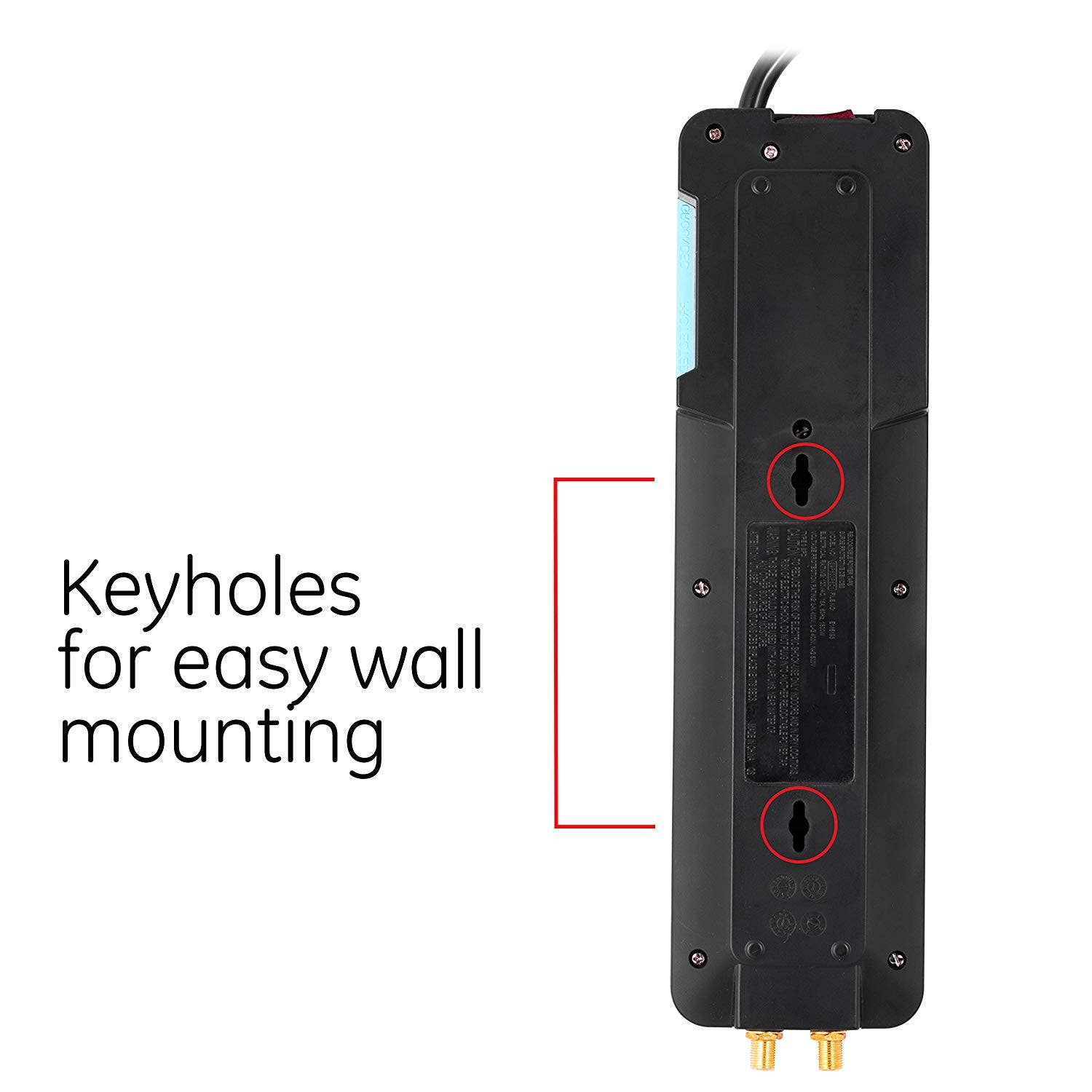GE 8-Outlet 4ft. Surge Protector with Coaxial, Black