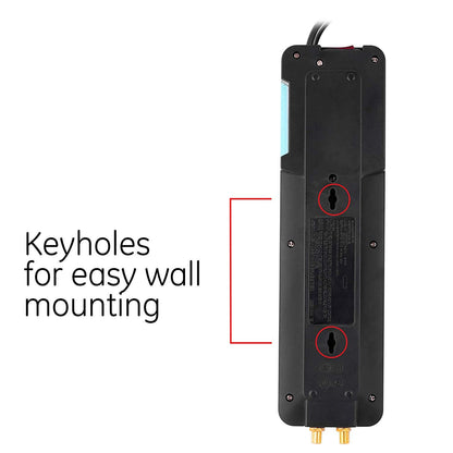 GE 8-Outlet 4ft. Surge Protector with Coaxial, Black