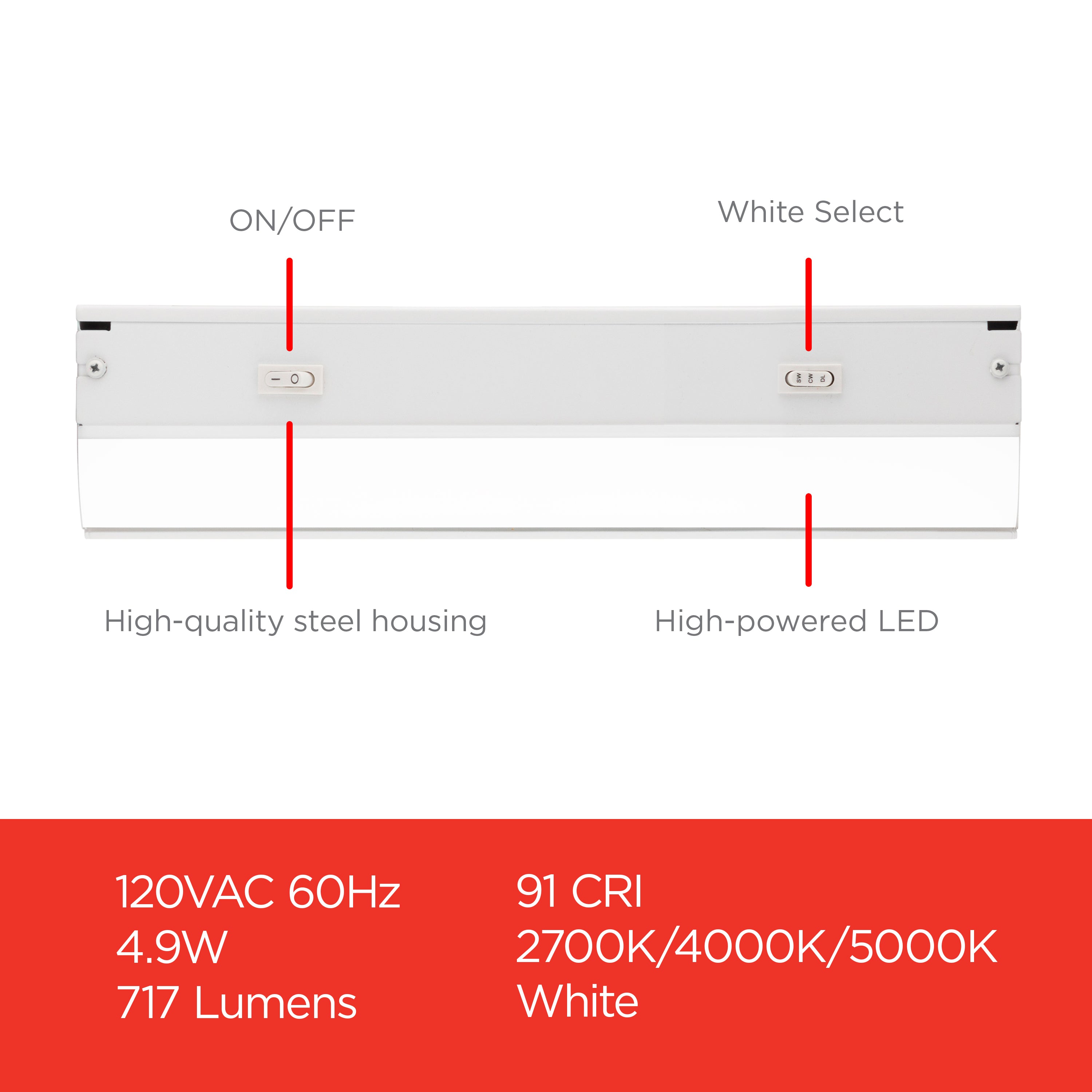 UltraPro 18in. Direct Wire LED Light Fixture, White