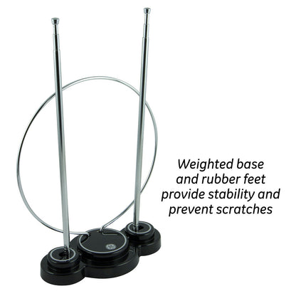 GE Traditional Loop and Rabbit Ears HD Antenna, Black