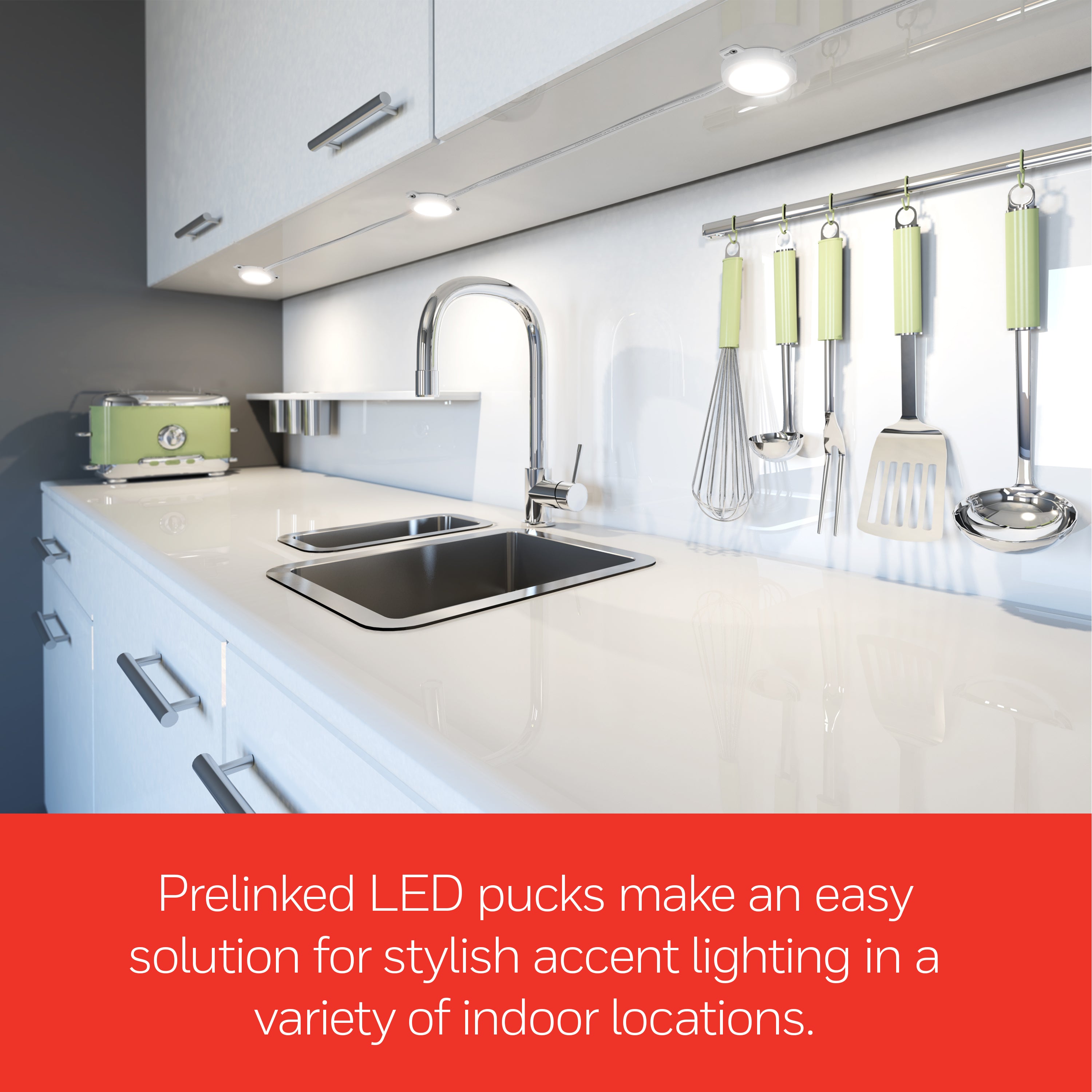 UltraPro Basic LED Puck Lights, 3pk