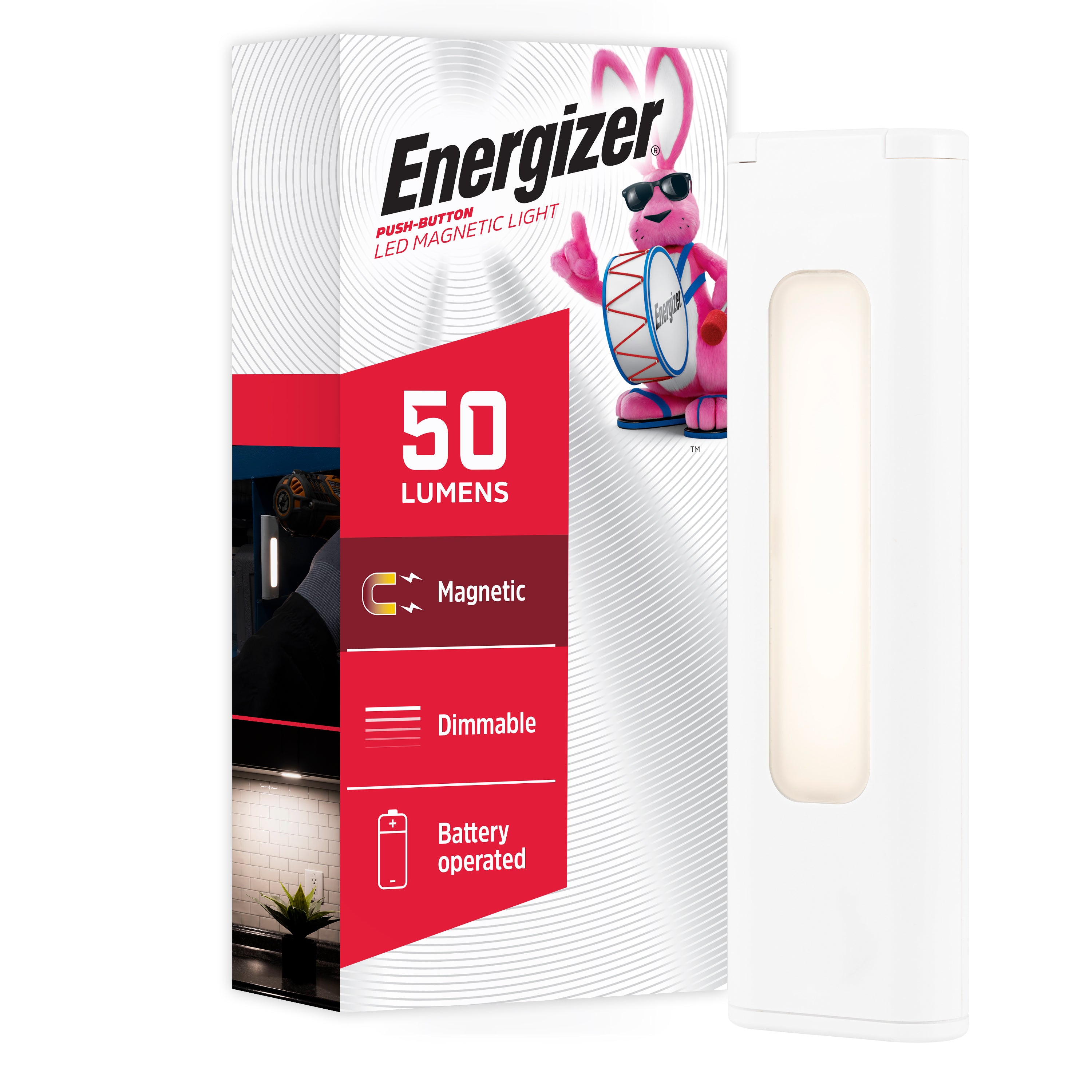 Energizer Magnet Mount Stick Light, Push Button LED