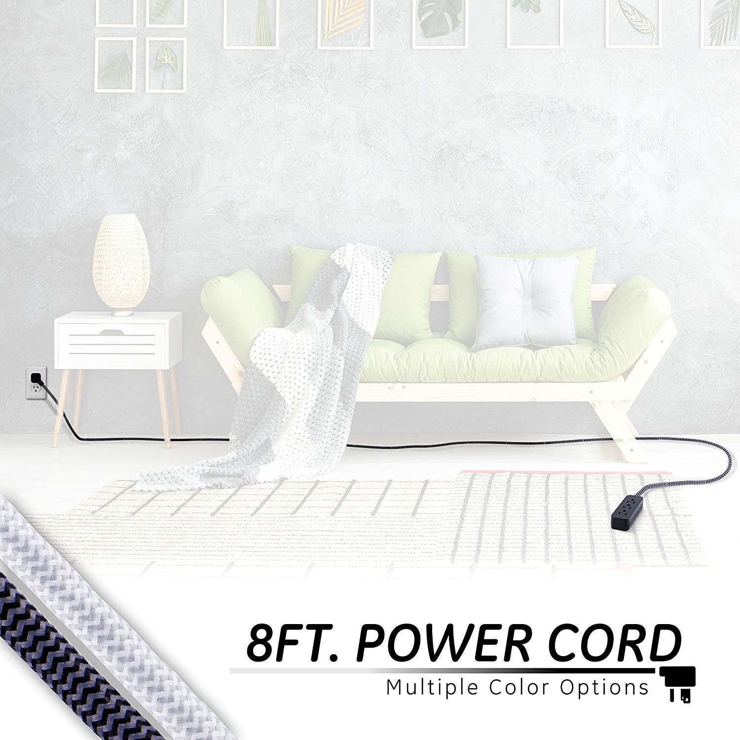 GE Pro 3-Outlet 8ft. Braided Extension Cord, Black