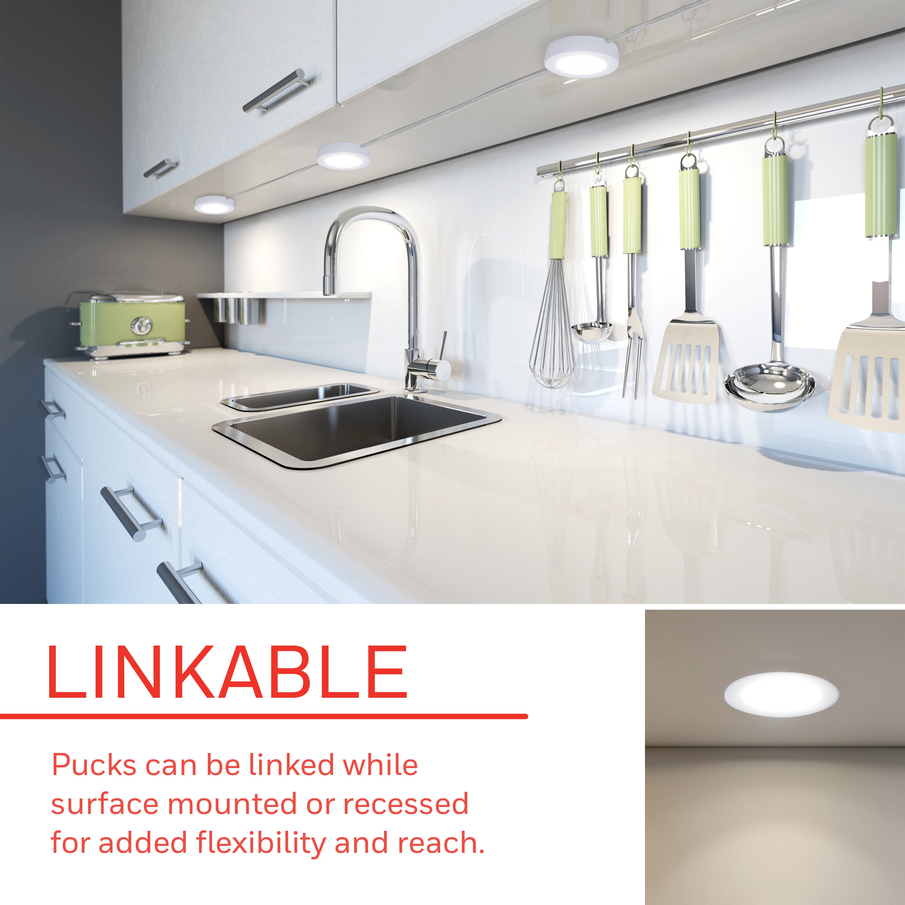 UltraPro Linkable Recess Mounted Pucks, 5pk