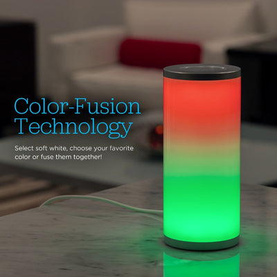 Enbrighten Color Fusion Dimmable Color Changing LED Tabletop Lamp, Silver