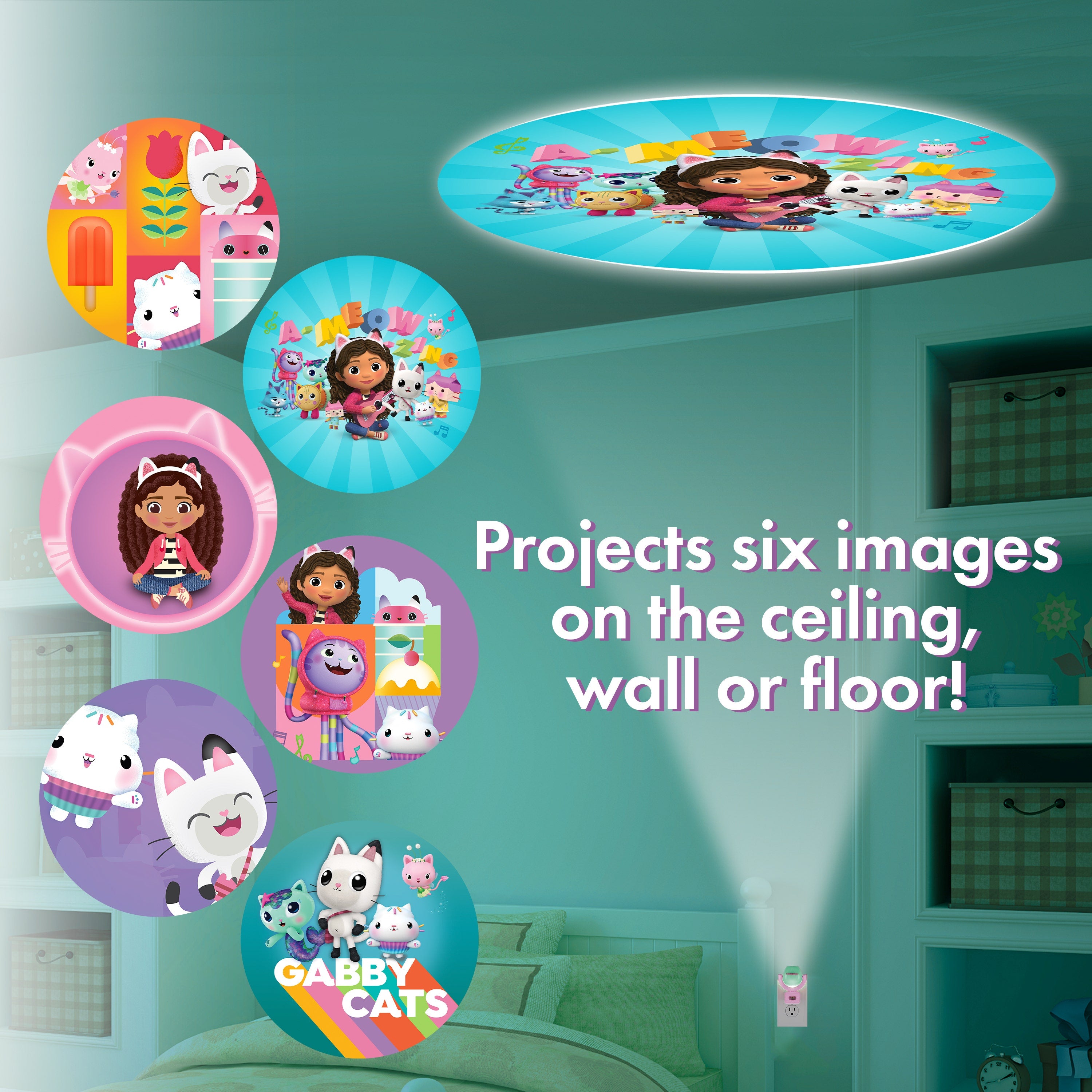 Projectables Gabby's Dollhouse LED Night Light, Pink