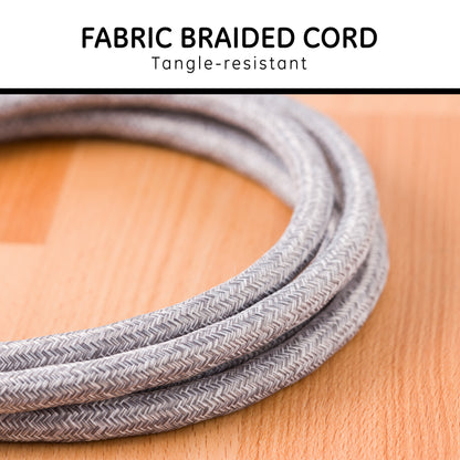 GE Designer Extension Cord, 8ft., 3-Outlet Surge Gray Heather