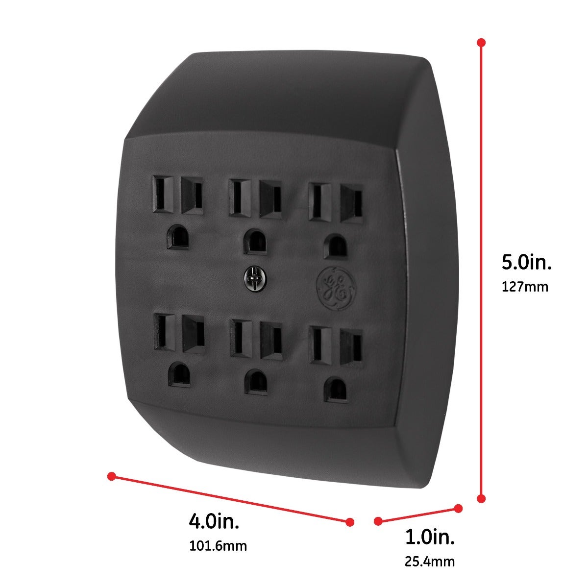 GE 6-Outlet Wall Tap, Black