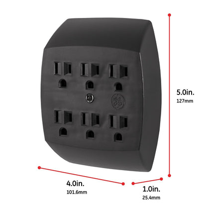 GE 6-Outlet Wall Tap, Black