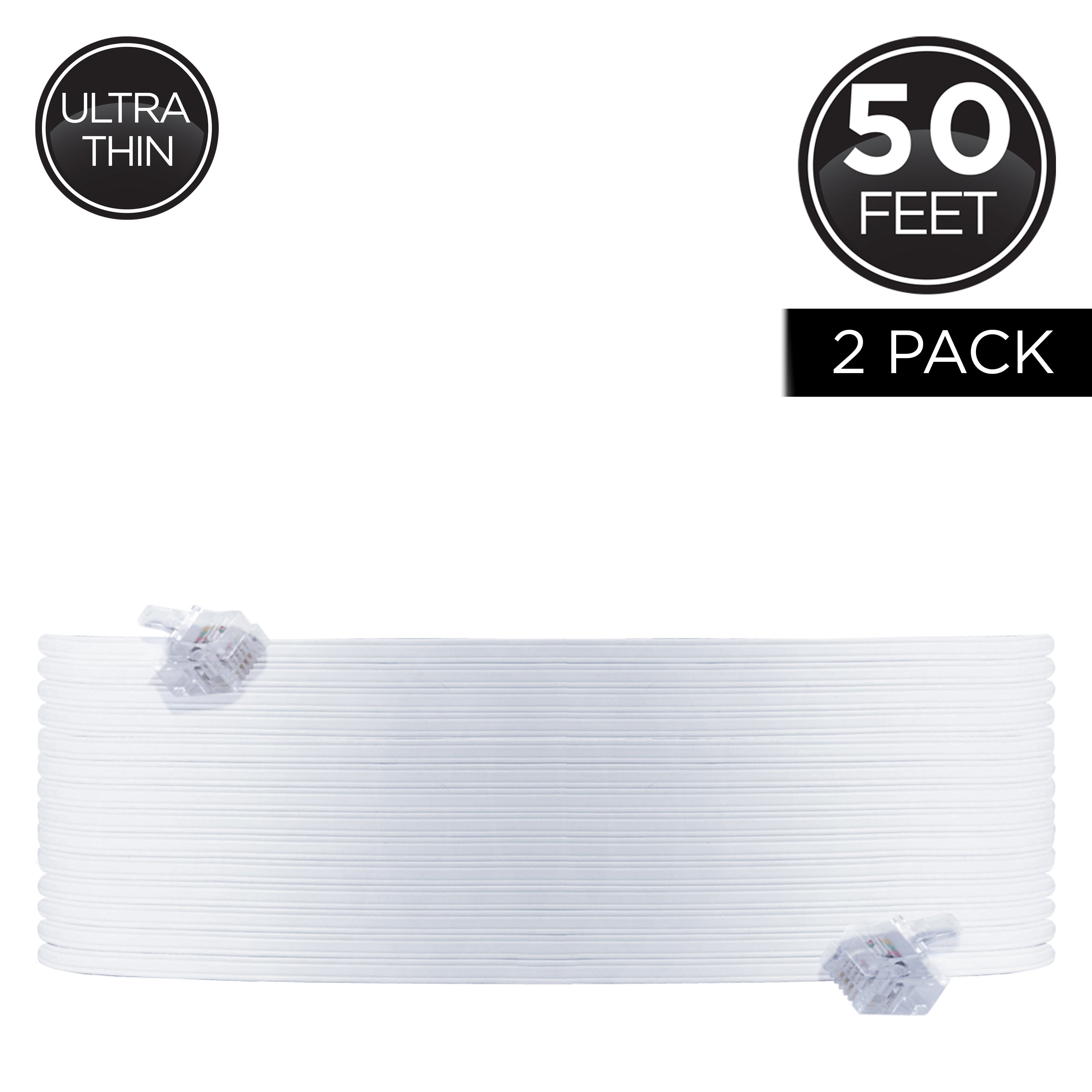 Power Gear Ultra-Thin 50ft. Line Cord, White, 2pk