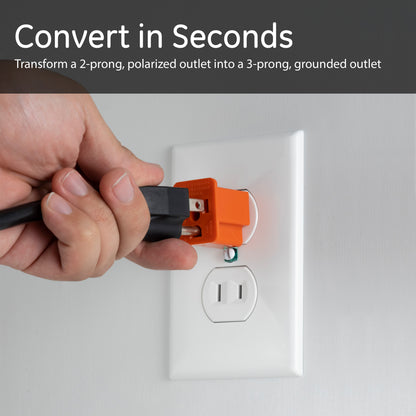 GE Polarized Grounding Adapter 1-Outlet Orange