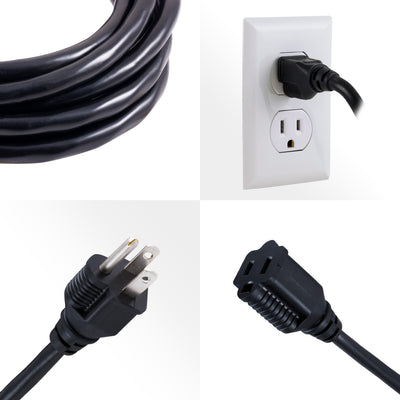 GE 1-Outlet Grounded Extension Cord, 15ft, Black, 2pk